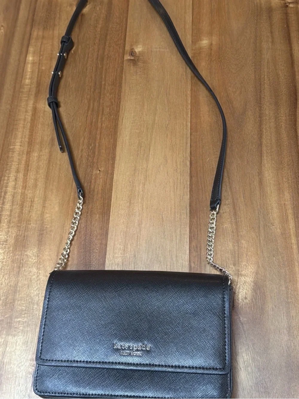 Kate Spade Black Small Crossbody Bag with Gold Chain EUC Youth